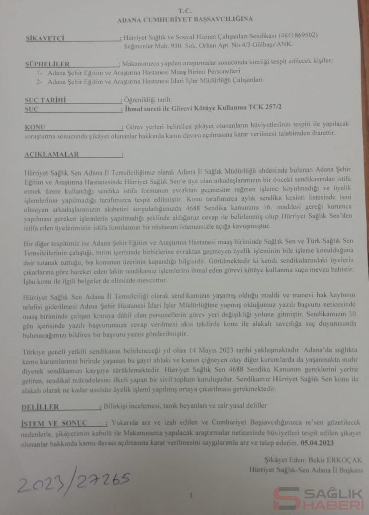 Hürriyet Sağlık Sen'den 2 Sendika Hakkında Suç Duyurusu (resim 5) – saglikhaberi.net