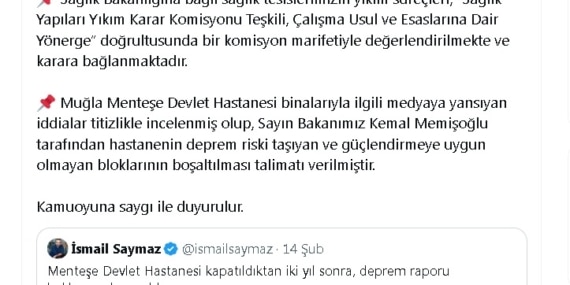 Sağlık Bakanlığından sağlık tesislerinin yıkım süreçleri açıklaması