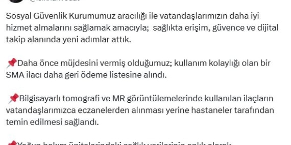 Bakan Işıkhan: Bir SMA ilacı daha geri ödeme listesine alındı