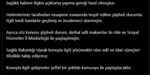 Bakanlıktan, ‘devlet hastanesinde cinsel istismar’ iddiasına ilişkin açıklama