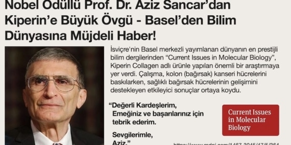 Kolon kanserine ilişkin araştırma, Prof. Dr. Aziz Sancar’dan tebrik aldı