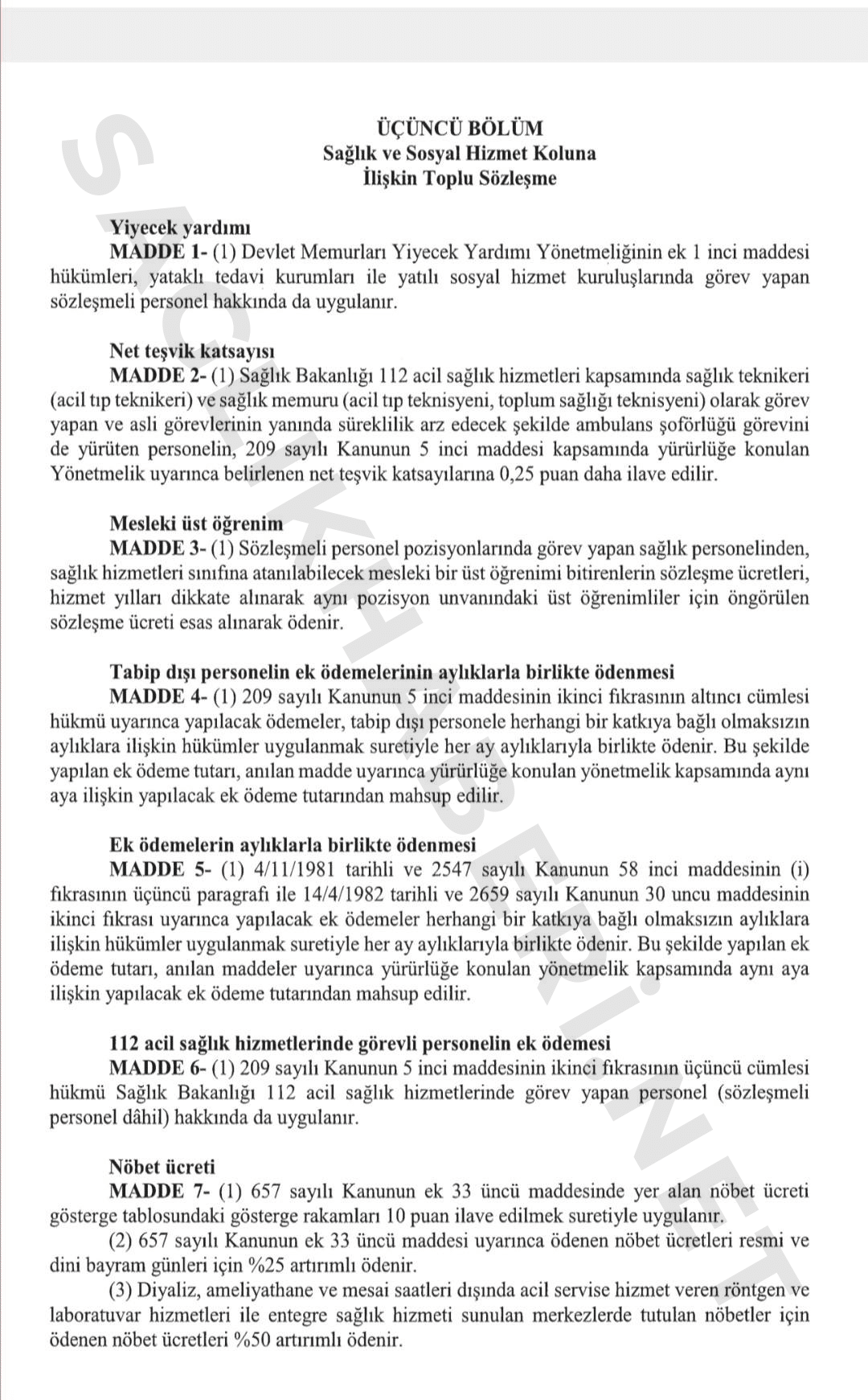 8. Dönem Sağlık ve Sosyal Hizmet Çalışanları için Toplu Sözleşme Tam Metni (resim 1) – saglikhaberi.net