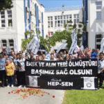 HEP-SEN’den Ege Üniversitesi Hastanesi’nde Güçlü İş Bırakma Eylemi “Emek ve Alın Teri Ölmüştür!”