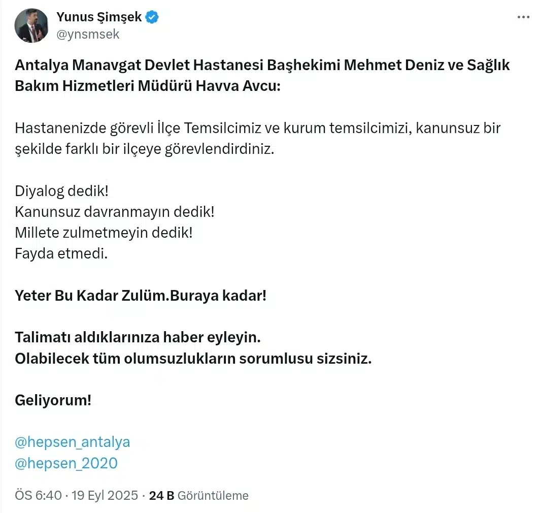 Manavgat Devlet Hastanesi’nde Sendikal Kriz: HEP-SEN Temsilcilerine Mobbing ve Usulsüz Görevlendirme İddiası (resim 3) – saglikhaberi.net